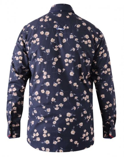 D555 Rooksey Floral Print Shirt Navy - Camicie - Camicie Taglie Forti Uomo