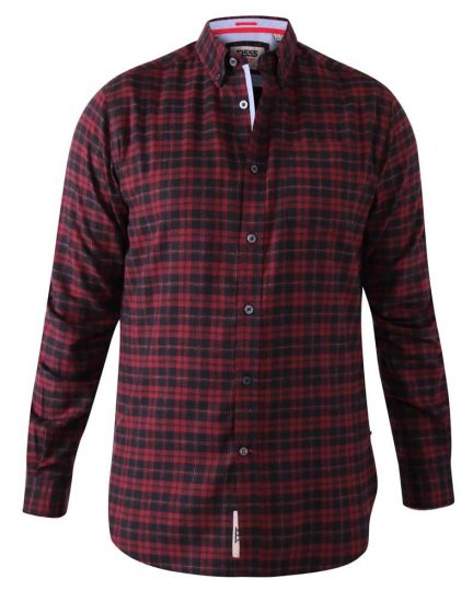 D555 Holton Dark Red Checked Flannel Shirt - Camicie - Camicie Taglie Forti Uomo