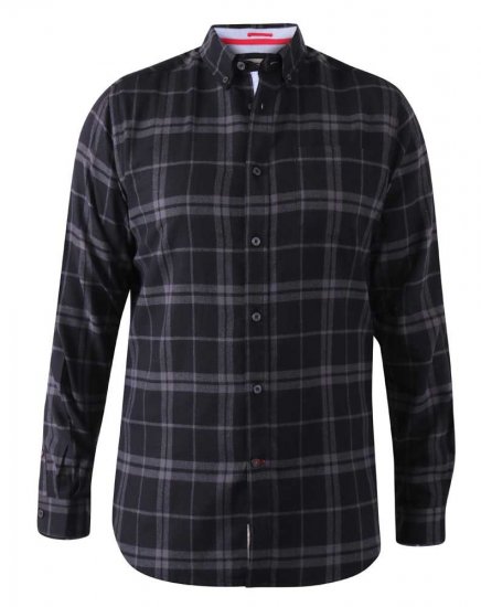 D555 Harwich Flannel Check Shirt Black - Camicie - Camicie Taglie Forti Uomo