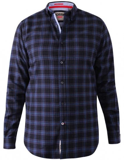 D555 Dovercourt Flannel Check Shirt Blue and Black - Camicie - Camicie Taglie Forti Uomo