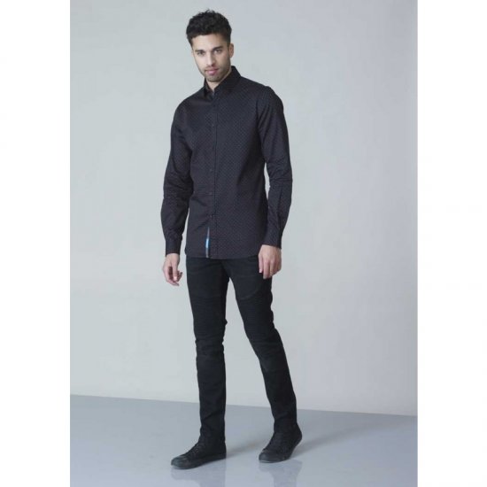 D555 Jahine Long Sleeve Printed Shirt Black - Camicie - Camicie Taglie Forti Uomo