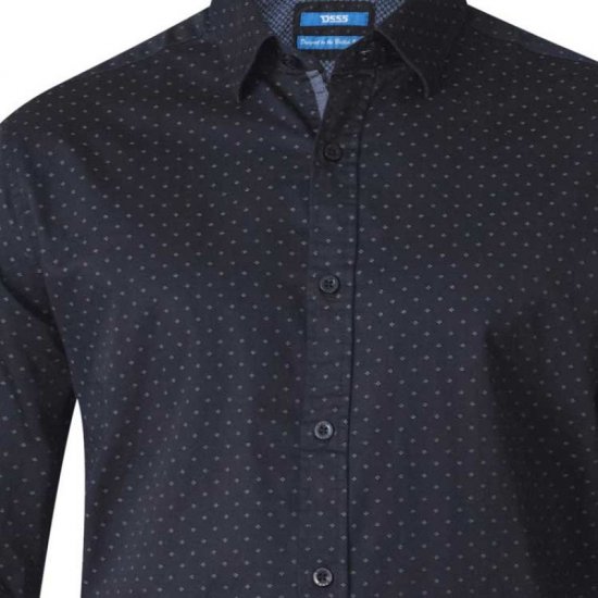 D555 Jahine Long Sleeve Printed Shirt Black - Camicie - Camicie Taglie Forti Uomo