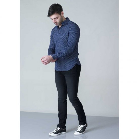 D555 Lavar Long Sleeve Diamond Printed Shirt - Camicie - Camicie Taglie Forti Uomo
