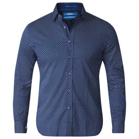 D555 Lavar Long Sleeve Diamond Printed Shirt - Camicie - Camicie Taglie Forti Uomo