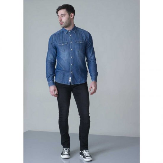 D555 Adcock Long Sleeve Vintage Denim Shirt - Camicie - Camicie Taglie Forti Uomo