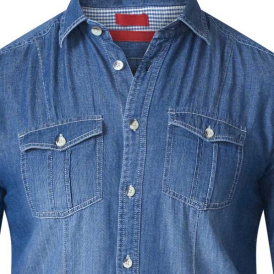 D555 Adcock Long Sleeve Vintage Denim Shirt - Camicie - Camicie Taglie Forti Uomo