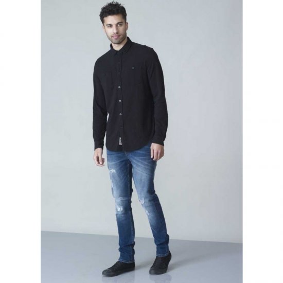 D555 Donnie Long Sleeve Jersey Shirt Black - Camicie - Camicie Taglie Forti Uomo