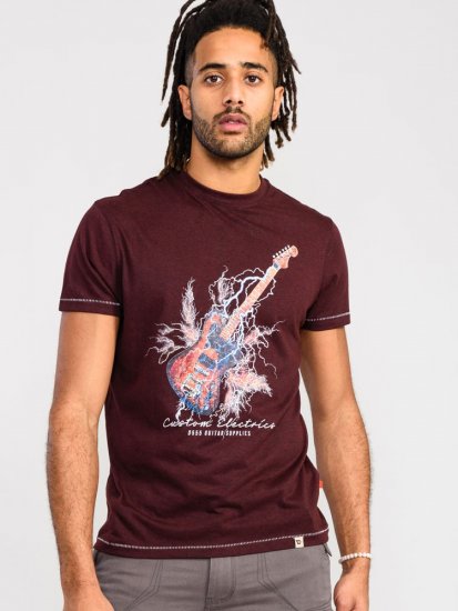 D555 Redbourn Lightning Bolt Guitar Printed T-Shirt - Magliette - Magliette Uomo Taglie Forti