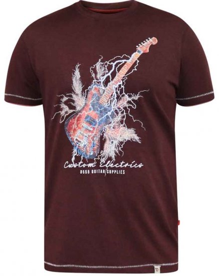 D555 Redbourn Lightning Bolt Guitar Printed T-Shirt - Magliette - Magliette Uomo Taglie Forti