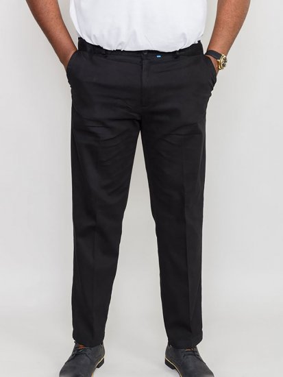 D555 Bruno Stretch Chino pants with Extenda Waist Black - Jeans & pantaloni - Jeans & Pantaloni Uomo Taglie Forti