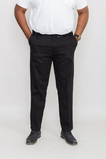 D555 Bruno Stretch Chino pants with Extenda Waist Black - Jeans & pantaloni - Jeans & Pantaloni Uomo Taglie Forti