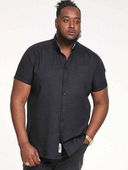 D555 James Short Sleeve Oxford Shirt Black - Camicie - Camicie Taglie Forti Uomo