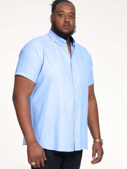 D555 James Short Sleeve Oxford Shirt Sky Blue - Camicie - Camicie Taglie Forti Uomo