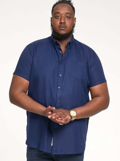 D555 James Short Sleeve Oxford Shirt Navy - Camicie - Camicie Taglie Forti Uomo