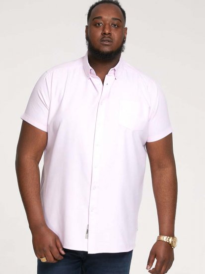 D555 James Short Sleeve Oxford Shirt Pink - Camicie - Camicie Taglie Forti Uomo