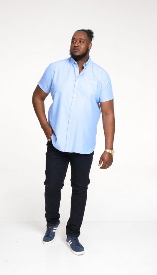 D555 James Short Sleeve Oxford Shirt Sky Blue - Camicie - Camicie Taglie Forti Uomo