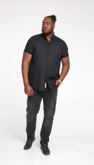 D555 James Short Sleeve Oxford Shirt Black - Camicie - Camicie Taglie Forti Uomo
