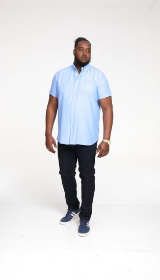 D555 James Short Sleeve Oxford Shirt Sky Blue - Camicie - Camicie Taglie Forti Uomo