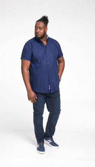 D555 James Short Sleeve Oxford Shirt Navy - Camicie - Camicie Taglie Forti Uomo