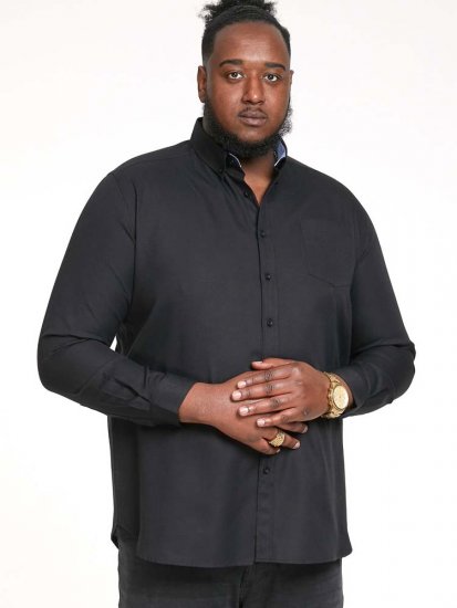 D555 Richard Long Sleeve Oxford Shirt Black - Camicie - Camicie Taglie Forti Uomo