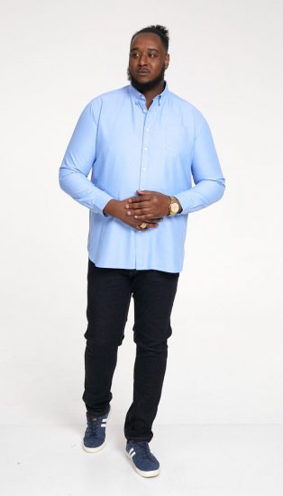 D555 Richard Long Sleeve Oxford Shirt Sky Blue - Camicie - Camicie Taglie Forti Uomo