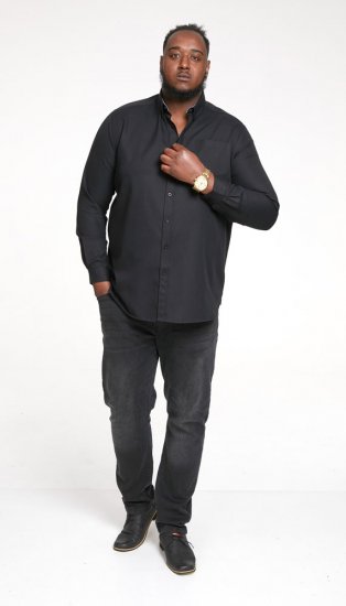 D555 Richard Long Sleeve Oxford Shirt Black - Camicie - Camicie Taglie Forti Uomo