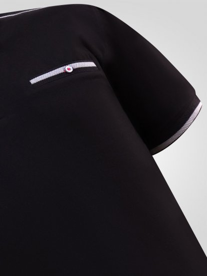 D555 Potts Jersey Polo With Jacquard Collar & Cuffs Nero - Polo - Polo Uomo Taglie Forti