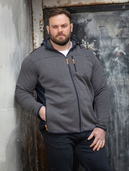 D555 Conrad Detachable Hood Bonded Fleece Zip Through Hoody Blu navy - Felpe & felpe con cappuccio - Felpe & Felpe con Cappuccio Uomo Taglie Forti