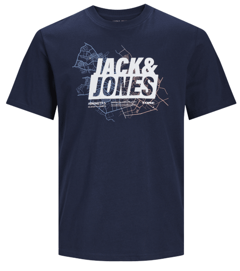 Jack & Jones JCOMAP LOGO T-Shirt Navy Blazer - Magliette - Magliette Uomo Taglie Forti
