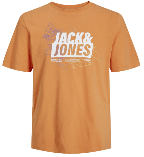 Jack & Jones JCOMAP LOGO T-Shirt Tangerine - Magliette - Magliette Uomo Taglie Forti
