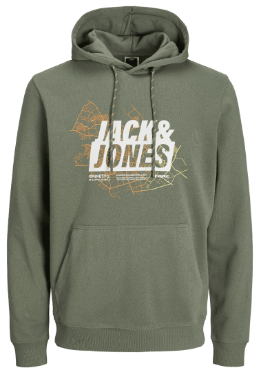 Jack & Jones JCOMAP LOGO SWEAT Hoodie Agave Green - Felpe & felpe con cappuccio - Felpe & Felpe con Cappuccio Uomo Taglie Forti