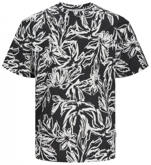 Jack & Jones JORLAFAYETTE AOP T-Shirt Black - Magliette - Magliette Uomo Taglie Forti
