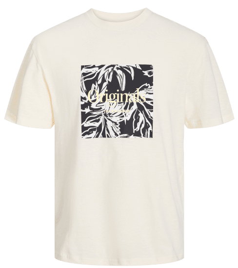 Jack & Jones JORLAFAYETTE BRANDING T-Shirt Buttercream - Magliette - Magliette Uomo Taglie Forti