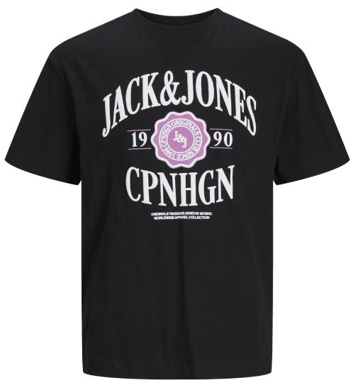 Jack & Jones JORLUCCA BRANDING T-Shirt Black - Magliette - Magliette Uomo Taglie Forti