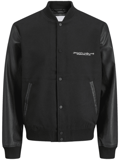 Jack & Jones Ross College Baseball Bomber Jacket Black - Giubbotti - Giubbotti Uomo Taglie Forti