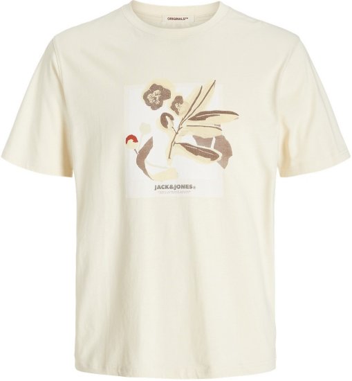 Jack & Jones Almeria Front Print Crew Neck T-Shirt Antique White - Magliette - Magliette Uomo Taglie Forti