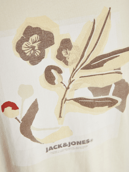Jack & Jones Almeria Front Print Crew Neck T-Shirt Antique White - Magliette - Magliette Uomo Taglie Forti