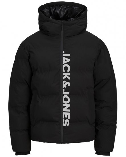 Jack & Jones Kaito Puffer Jacket Black With Print - Giubbotti - Giubbotti Uomo Taglie Forti