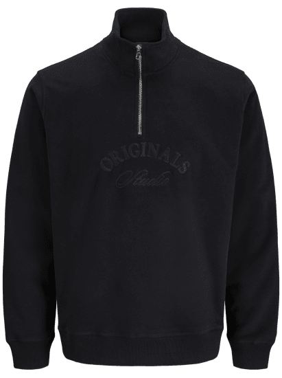 Jack & Jones Bleecker Branding High Neck Sweatshirt Black - Felpe & felpe con cappuccio - Felpe & Felpe con Cappuccio Uomo Taglie Forti
