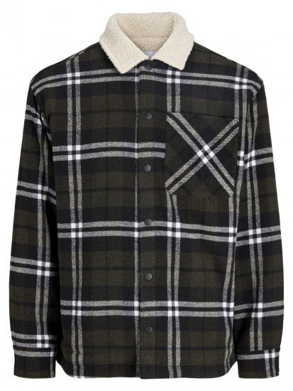 Jack & Jones Zac Teddy Camicia giacca Verde - Giubbotti - Giubbotti Uomo Taglie Forti