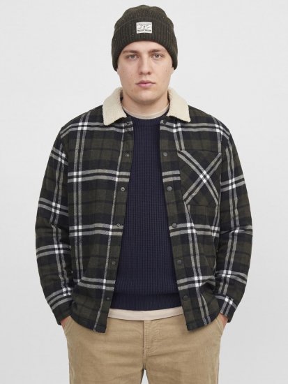 Jack & Jones Zac Teddy Camicia giacca Verde - Giubbotti - Giubbotti Uomo Taglie Forti