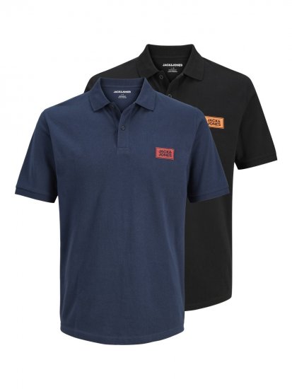 Jack & Jones Rush polo confezione da 2 nero/blu navy - Polo - Polo Uomo Taglie Forti