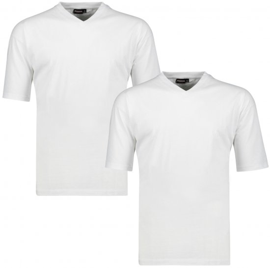 Adamo Maverick Comfort fit 2-pack V-neck T-shirt White - Magliette - Magliette Uomo Taglie Forti