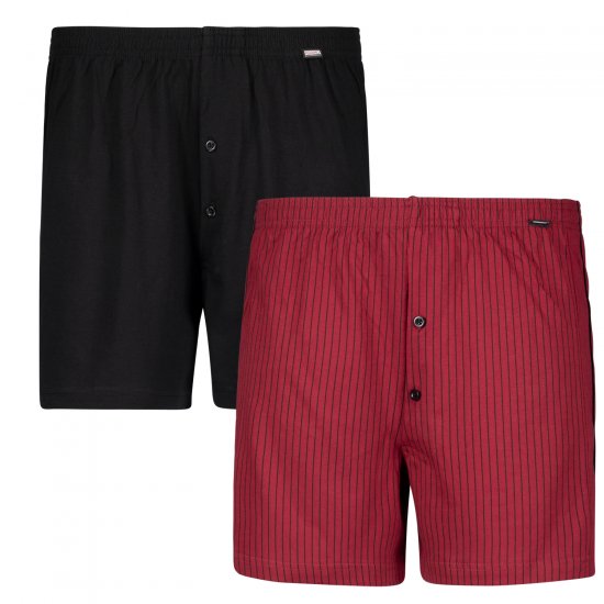 Adamo David Boxershorts 2-pack Burgundy/Black - Intimo & costumi da bagno - Intimo Taglie Forti Uomo