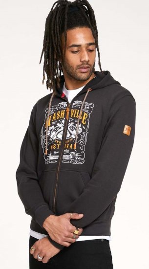D555 KNEBWORTH Full Zip Hoody With Chest Print Black - Felpe & felpe con cappuccio - Felpe & Felpe con Cappuccio Uomo Taglie Forti