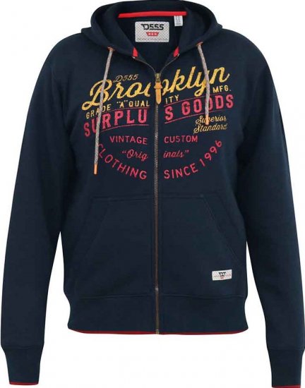 D555 WORCESTER Full Zip Hoody With Brooklyn Chest Print - Felpe & felpe con cappuccio - Felpe & Felpe con Cappuccio Uomo Taglie Forti