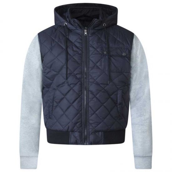 D555 Willie Hooded Quilted Jacket with Fleece sleeves - Giubbotti - Giubbotti Uomo Taglie Forti
