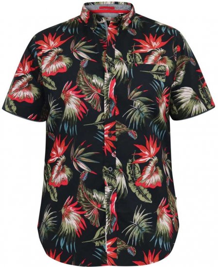 D555 LENNOX Hawaiian AO Print Shirt Black - Camicie - Camicie Taglie Forti Uomo
