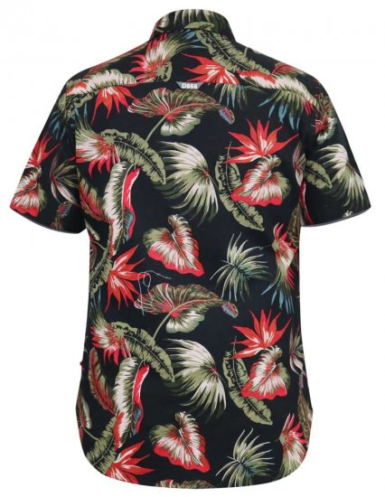 D555 LENNOX Hawaiian AO Print Shirt Black - Camicie - Camicie Taglie Forti Uomo