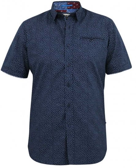 D555 BRODY S/S Micro AO Print Shirt Navy - Camicie - Camicie Taglie Forti Uomo